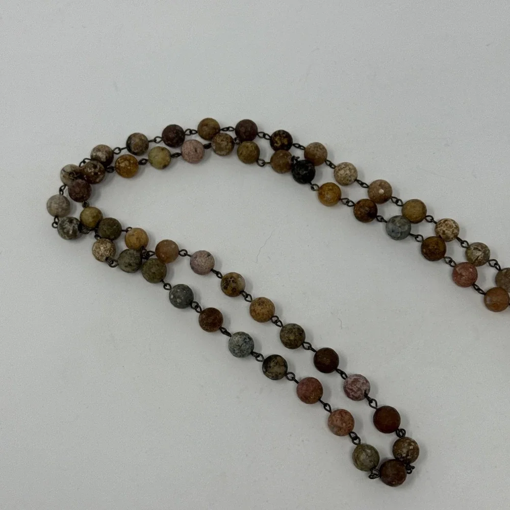 Chunky‎ Faceted Jasper Agate Pendant Tassel Beaded 27
